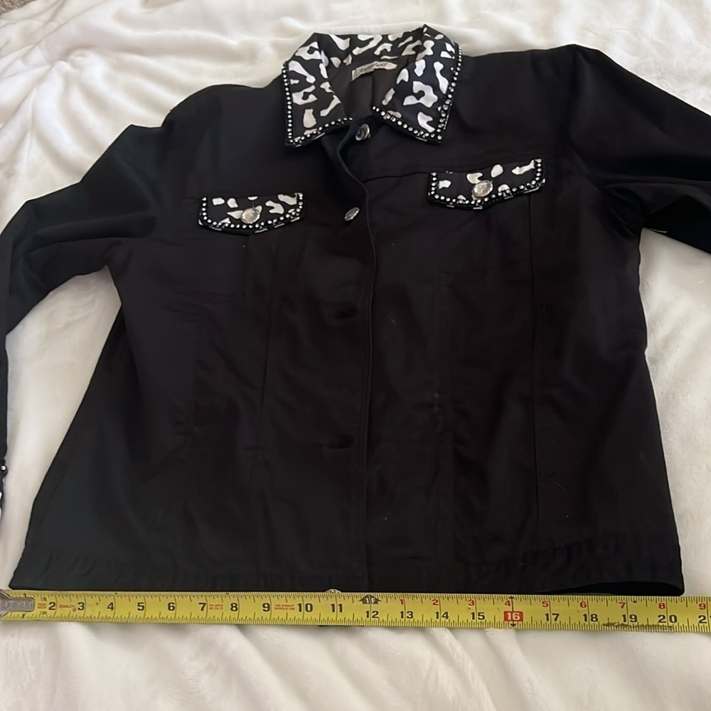Black Western rhinestone woman’s jacket. Size L - Picture 7 of 12